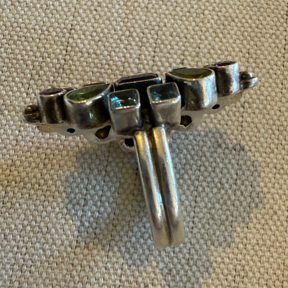 Vintage NB Nicky Butler Sterling Silver Multi Gemstone Cluster Ring Size 8 - Picture 2 of 8